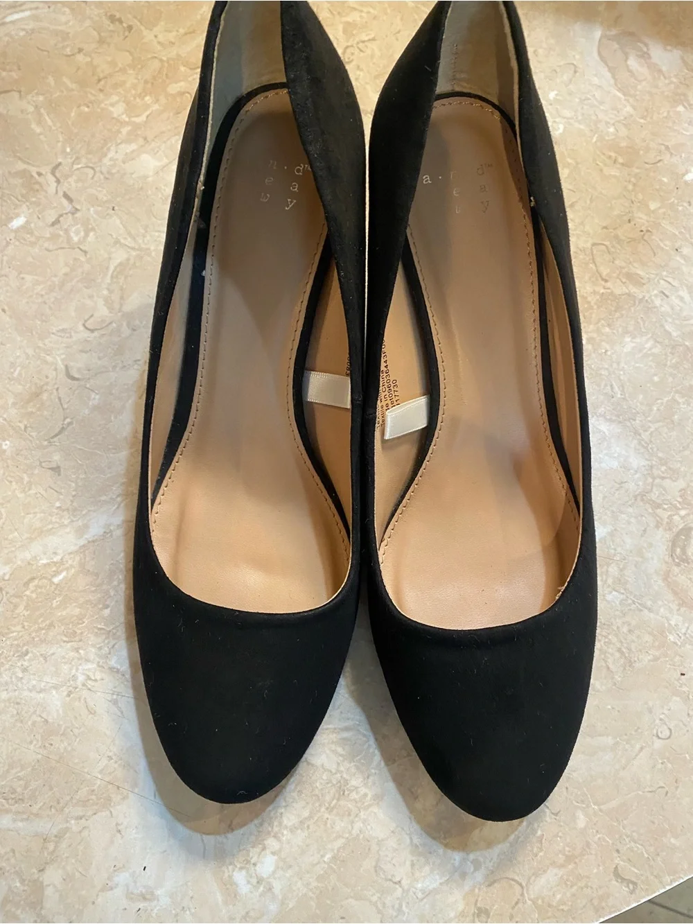 a new day Black Suede Round-Toe Pumps